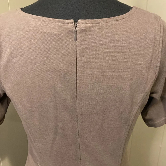 Garnet Hill 00 Pencil Dress Round Neck Short Sleeves Grey Sheer Lining Dress - Picture 6 of 10